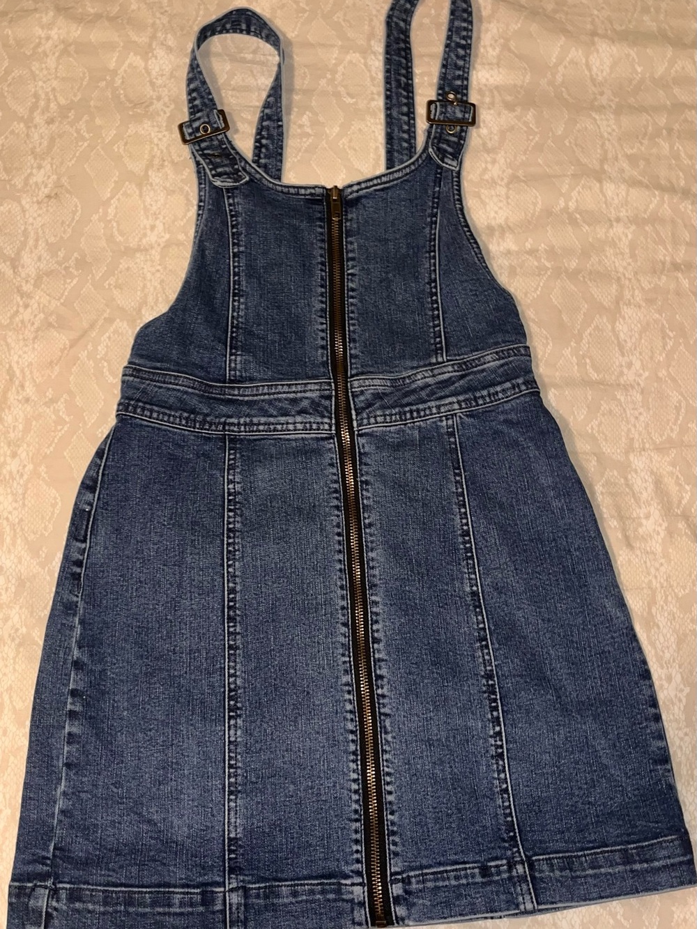 PacSun Dark Blue Denim Zip-Front Overall Dress